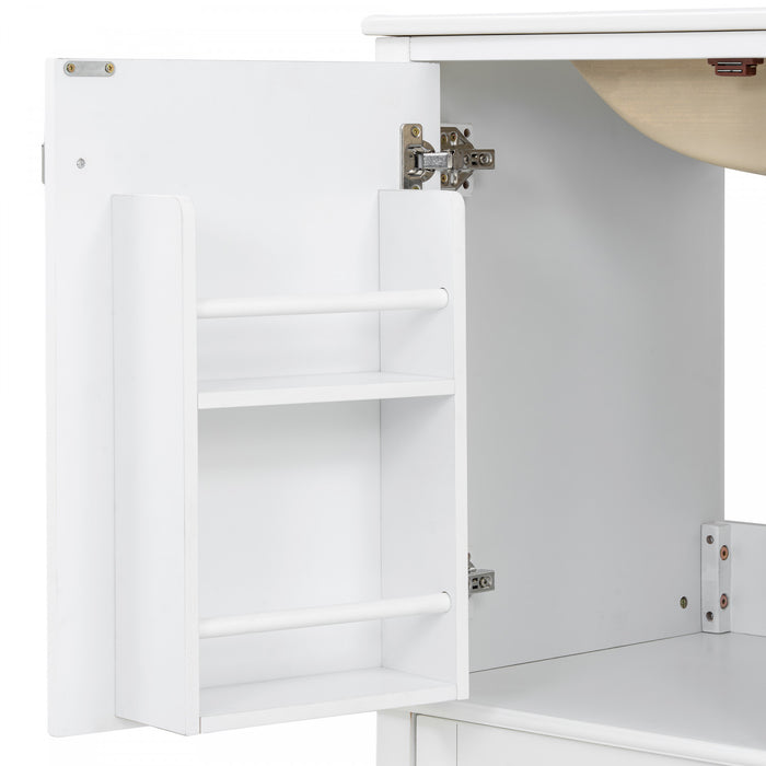 Oliver Solid Wood Bathroom Vanity with Sink Combo and Smart Storage, White
