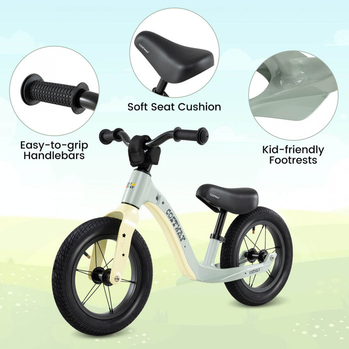 Costway 12 Inch Magnesium Toddler Balance Bike No Pedal Training Toddler Balance Bike Green