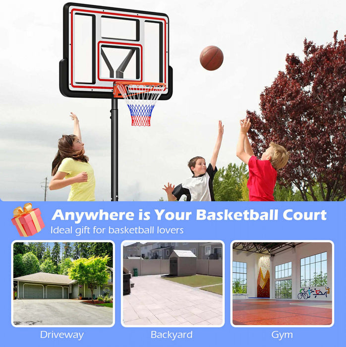 Goplus 7.4-10 Ft Basketball Hoop Outdoor System With 44 Inch Shatterproof Pc Backboard