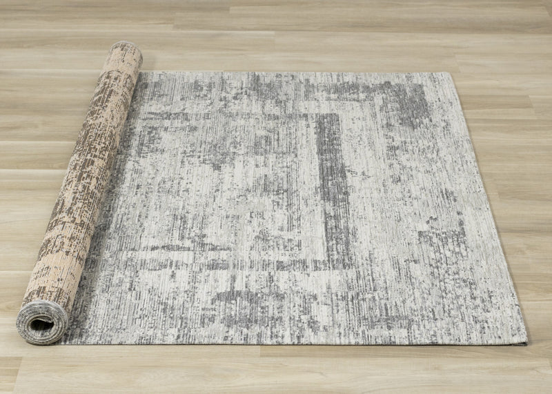Kylie Grey Faded Borders Rug, 5'1\" x 7'7\" Indoor Area Rug