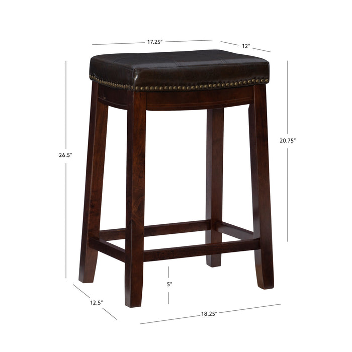 Claridge Faux Leather Backless Counter-Height Stool - Brown