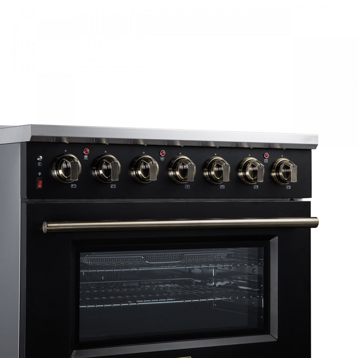 Forno Massimo 36 Inch Freestanding Electric Range, 5 radiant burners, 5.36 cu.ft., Black- FFSEL6020-36BLK