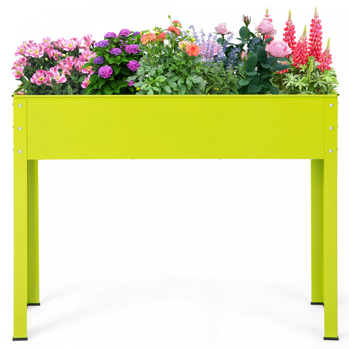 Costway 40\" Raised Garden Bed With Legs Metal Elevated Planter Box Drainage Hole Backyard Green