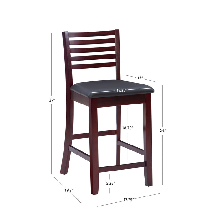 Torino Faux Leather Ladder Back Counter-Height Stool - Merlot