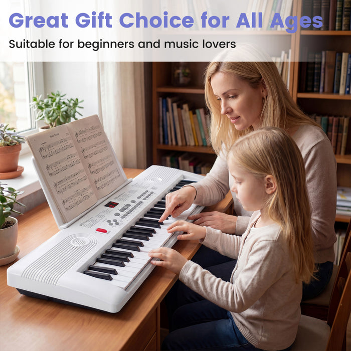 Costway 61Key Keyboard Piano for Beginners,Electric Portable Digital Piano with Music Stand White