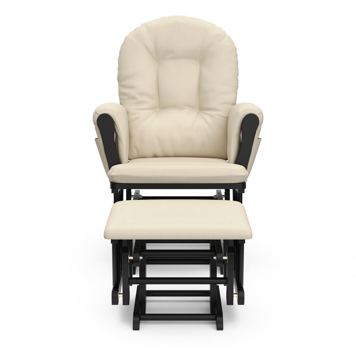 Storkcraft Hoop Glider and Ottoman - Black/Beige