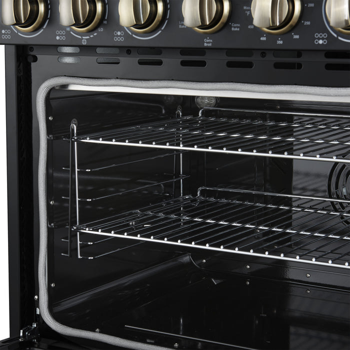 Forno Paolo 36 Inch Black Freestanding Electric Range, Black, 5.44 cu.ft., True Convection - FFSEL6011-36BLK