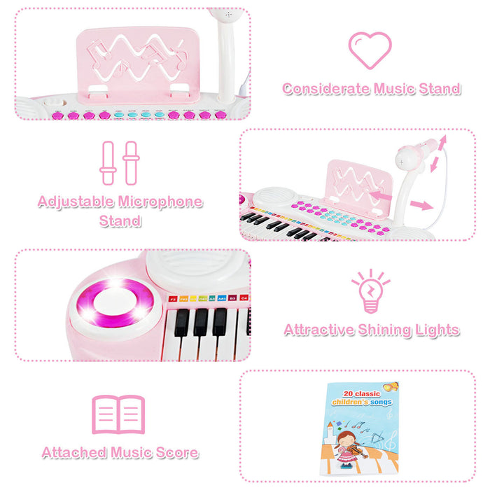 Costway 37-Key Keyboard Piano Electronic Musical Instrument Pink