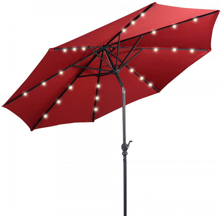 Costway 10ft Solar Lights Patio Umbrella Outdoor W/ 36 LBS Steel Umbrella Stand