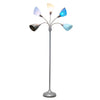 Skye 5 Light Adjustable Gooseneck Floor Lamp, Multi Blues, White, & Silver, 67"H | Skye Lampadaire a 5 lumieres avec cols de cygne reglables, Bleu multicolore, Blanc et Argent, 67 po H