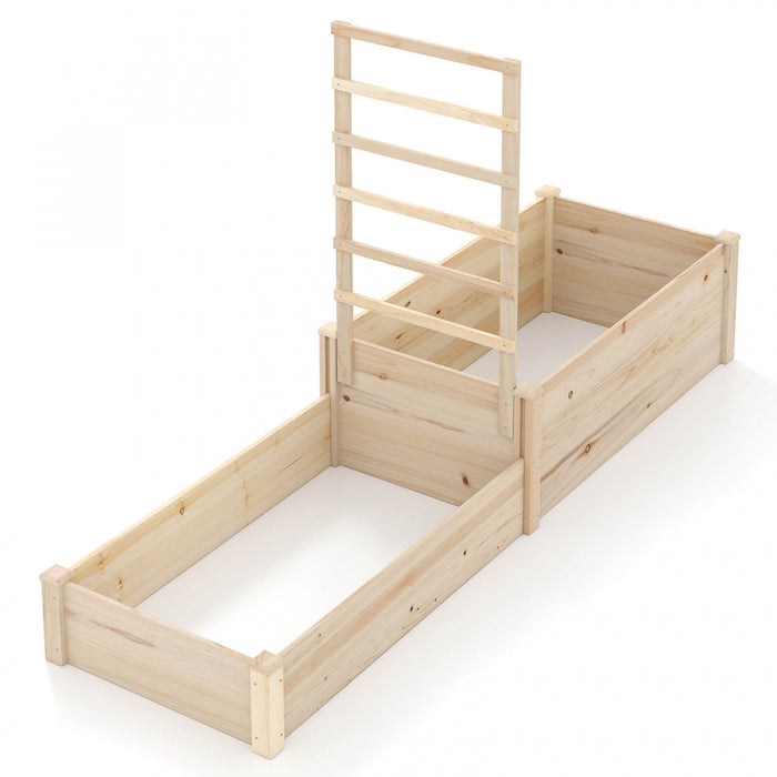 Costway 87\" Raised Garden Bed With Trellis 2 Planter Boxes Open-ended Base For Patio