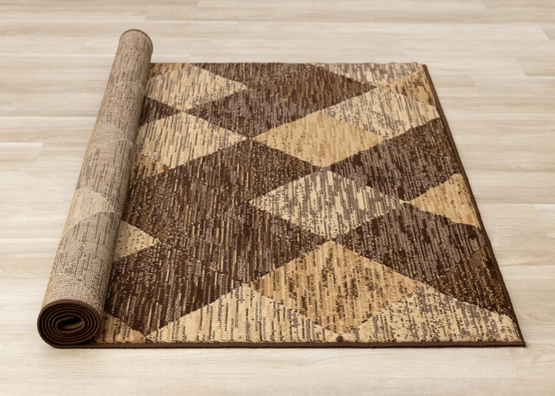 Florence Brown Beige Distressed Diamond Pattern Rug, 7'9\" x 10'6\" Indoor Area Rug