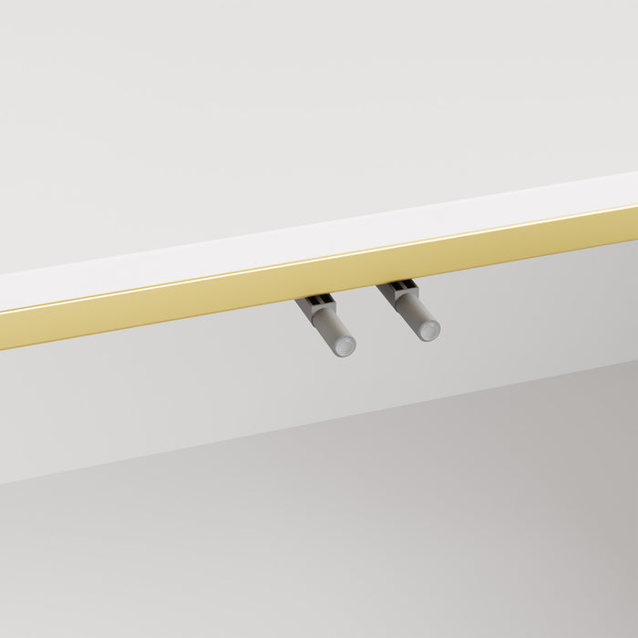 Croma 67 Inch Modern High-Gloss TV Stand with Cable Management and Gold Trim, White