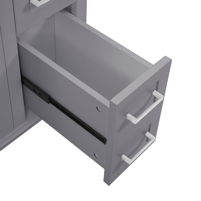 Savannah 30 Inch Bathroom Vanity with Ceramic Sink and Spacious Storage Cabinet, Grey