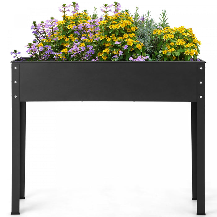 Costway 40\" Raised Garden Bed With Legs Metal Elevated Planter Box Drainage Hole Backyard