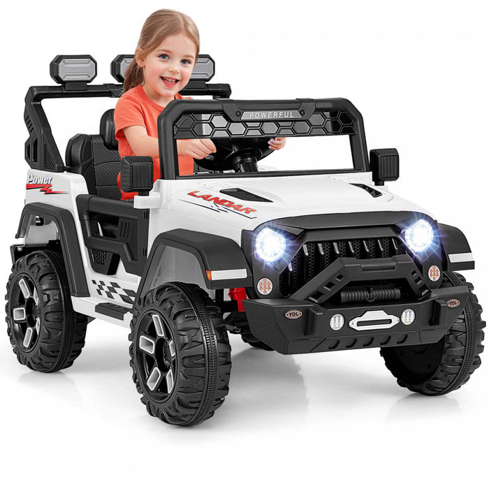 Costway 12v Kids Ride On Truck With 2*12v Motors Spring Suspension & Remote Control White
