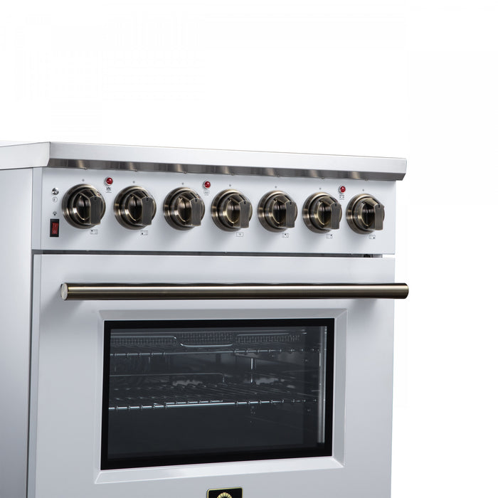 Forno Massimo 30 Inch Freestanding Electric Range, 5 radiant burners, 4.32 cu.ft., White -FFSEL6020-30WHT