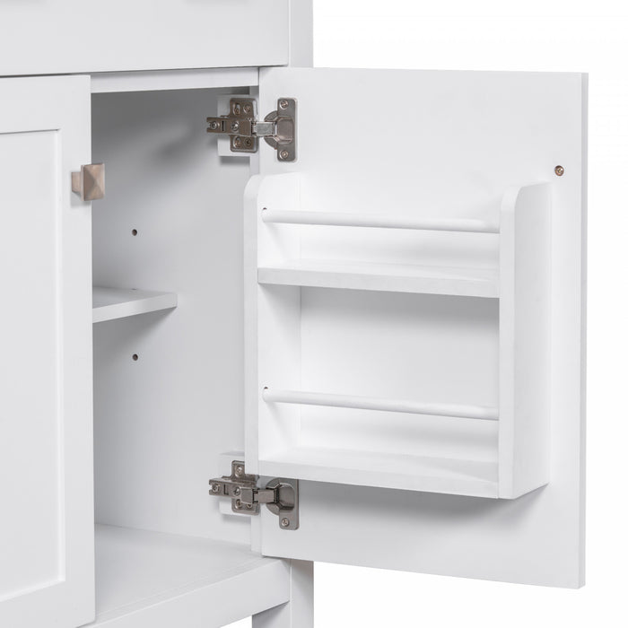 Baker 30 Inch Modern Bathroom Vanity with Ceramic Sink & Storage Cabinet, White