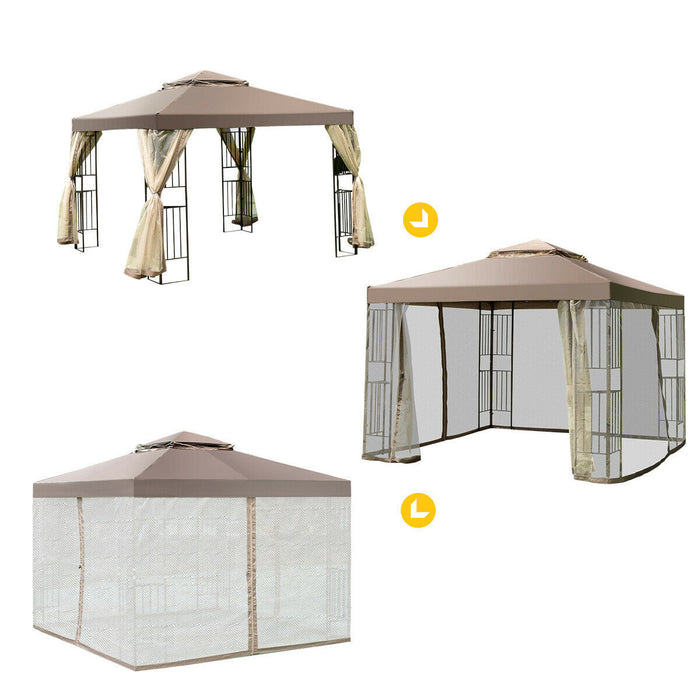 Costway Outdoor 10'x10' Gazebo Canopy Shelter Awning Tent Patio Screw-free Structure Garden