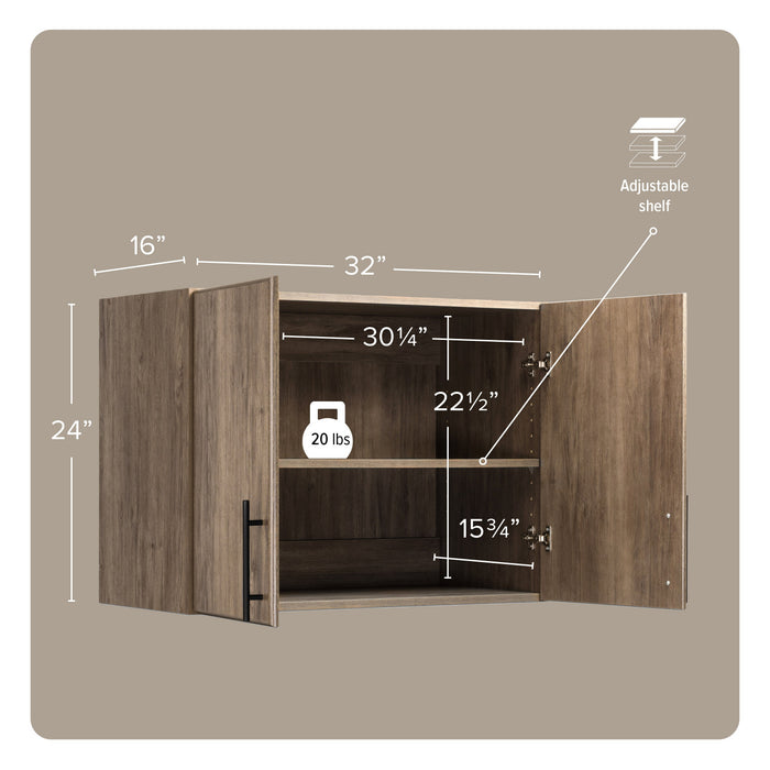Elite 32\" Stackable Wall Cabinet - Drifted Grey
