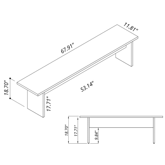 Manhattan Comfort Nomad 67.91\" Modern Dining Bench - Black