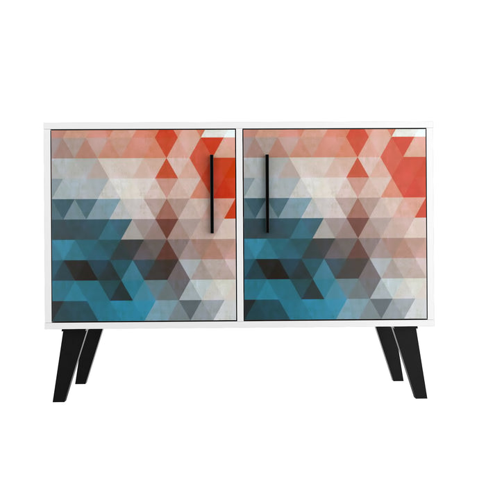 Manhattan Comfort Mid-Century Modern Amsterdam 3-Shelf Accent Cabinet – Multi-Colour
