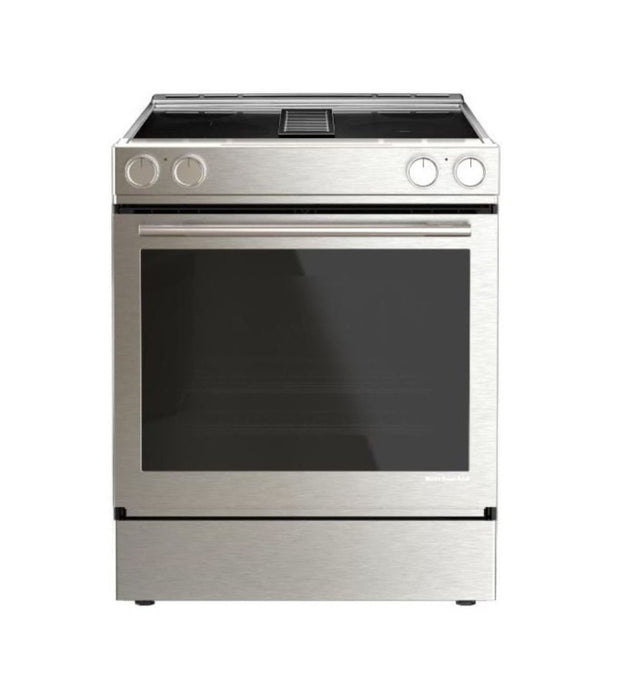 KitchenAid® 6.4 Cu. Ft. Electric Downdraft Slide-In Range - PrintShield™ Stainless Finish - KSEV730TPS 