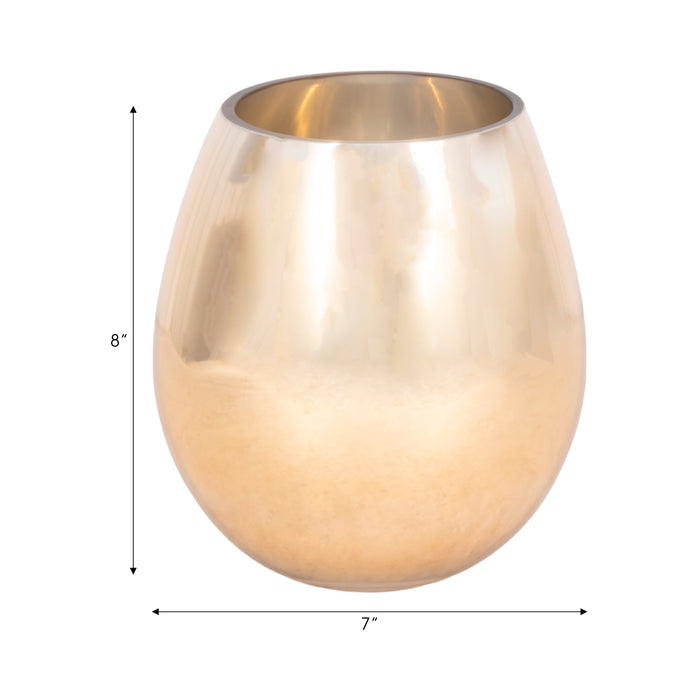 Glass 8\" Metallic Vase - Gold