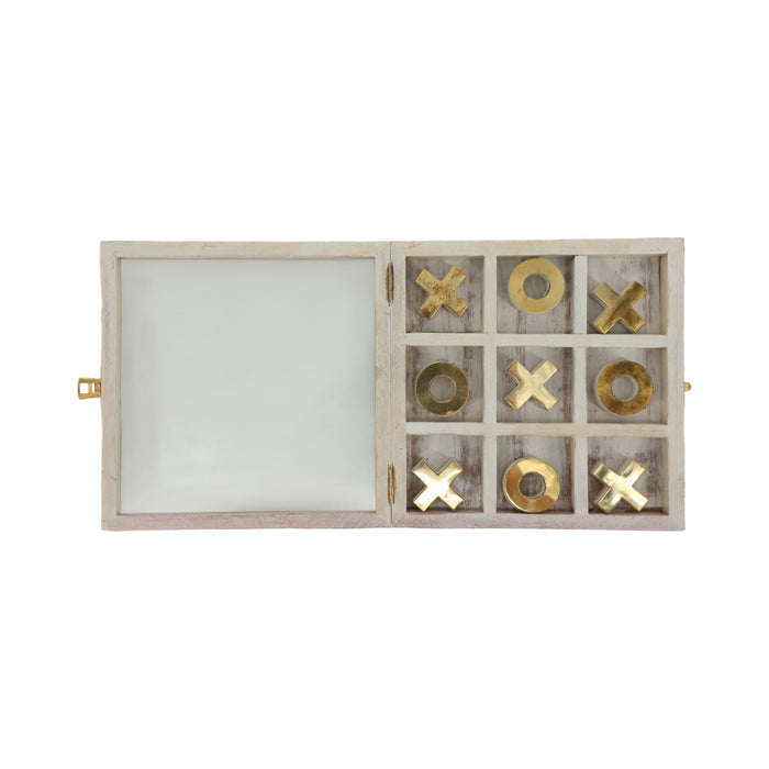 Wood 8\" x 8\" Tic Tac Toe - White