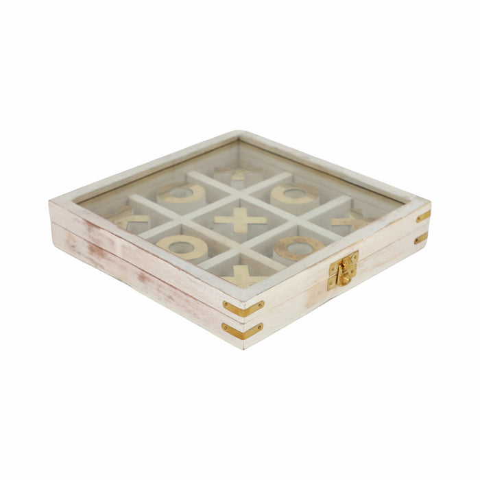 Wood 8\" x 8\" Tic Tac Toe - White