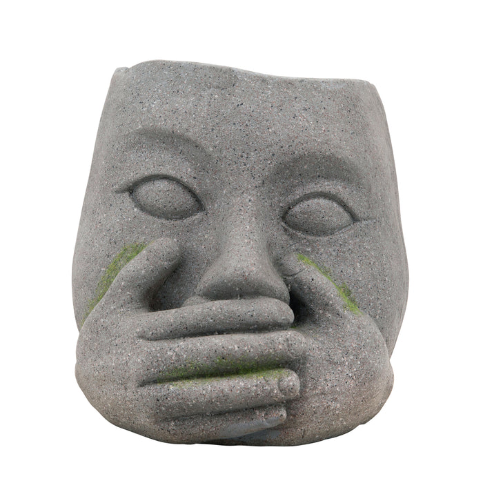 Resin 9\" No Speak Planter - Grey