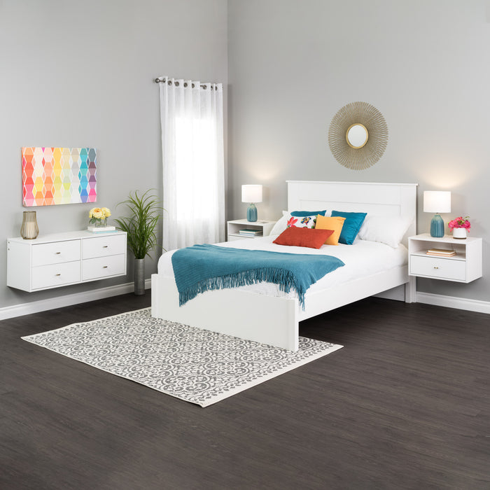 Floating Shelf with Drawer - White