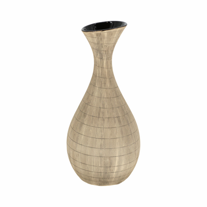 Ceramic 13\" Sorori Vase - Beige
