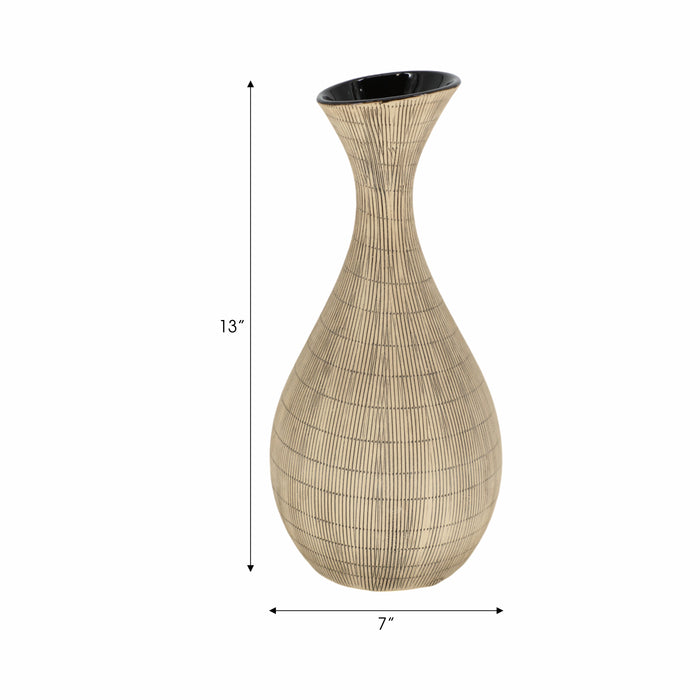 Ceramic 13\" Sorori Vase - Beige