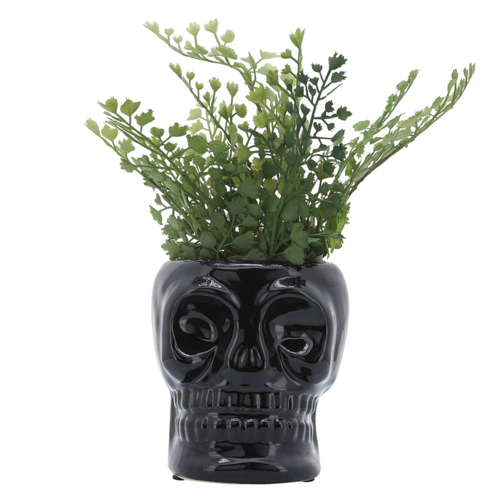 Ceramic 5\" Skull Vase - Black