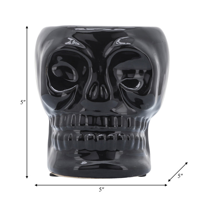 Ceramic 5\" Skull Vase - Black