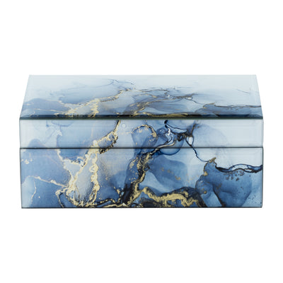 Wood 8" Trinket Box - Blue and Gold|Boîte à babioles de 8 po en bois - bleue et dorée
