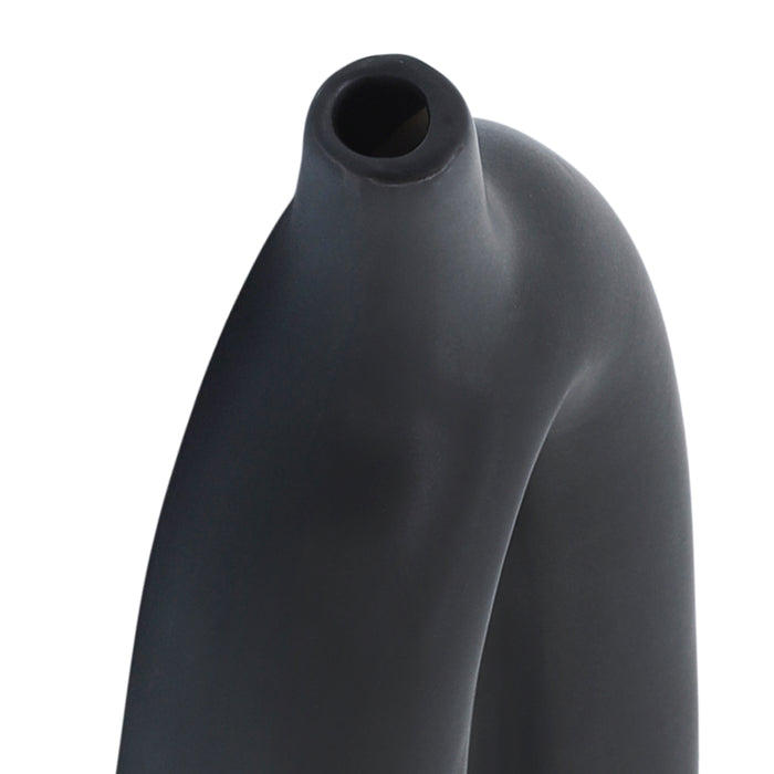 Ceramic 14\" Open Cut-Out Vase - Black