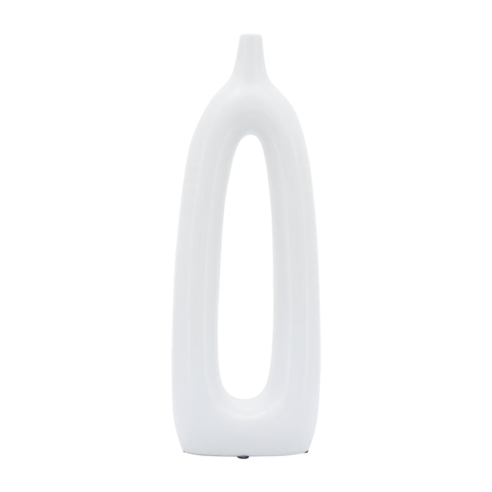 Ceramic 14\" Open Cut-Out Vase - White