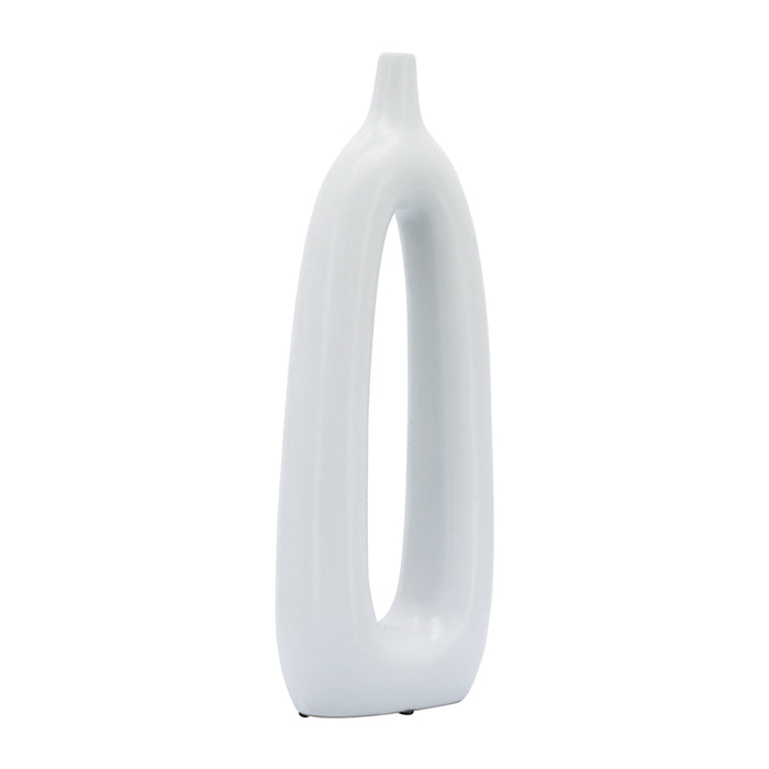 Ceramic 14\" Open Cut-Out Vase - White