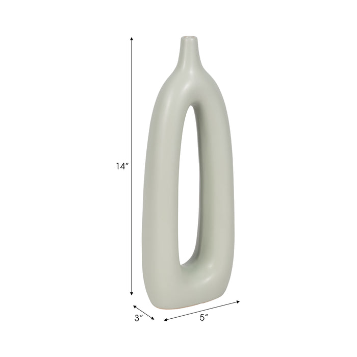 Ceramic 14\" Open Cut-Out Vase - Sage Green