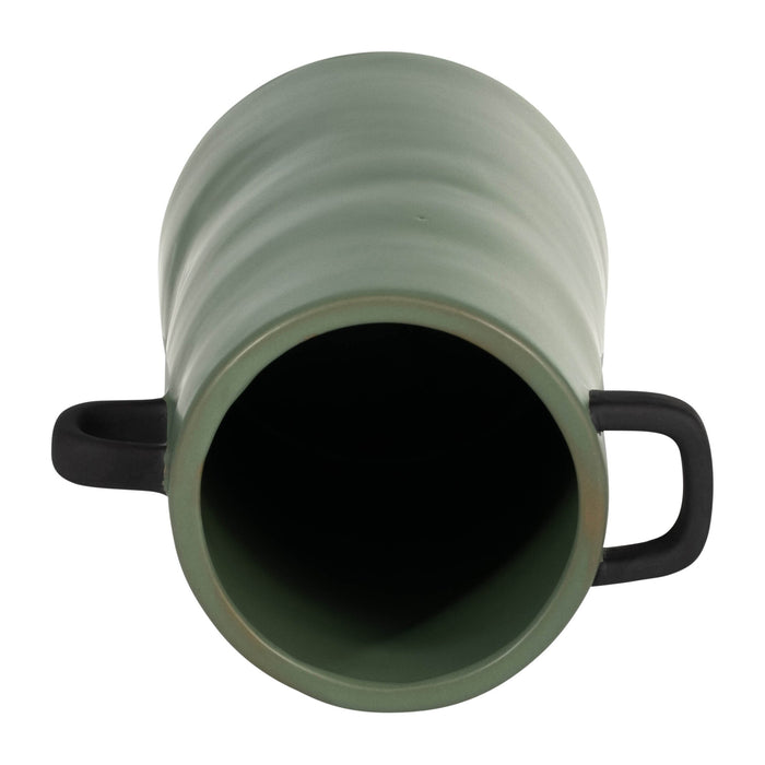 Ceramic 9\" Eared Vase - Dark Sage