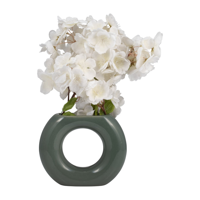 Ceramic 5\" Donut Vase - Dark Sage