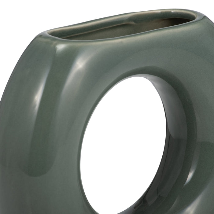 Ceramic 5\" Donut Vase - Dark Sage