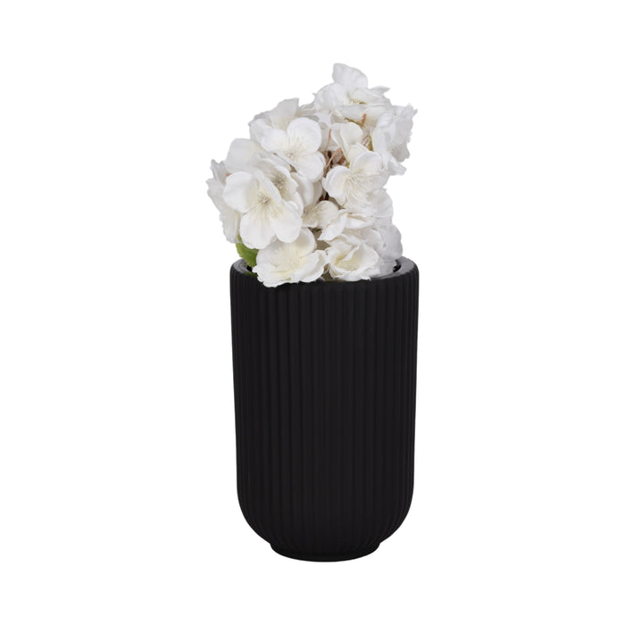 Ceramic 7\" Ridged Vase - Black