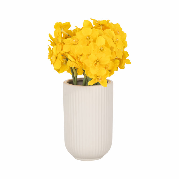 Ceramic 7\" Ridged Vase - White