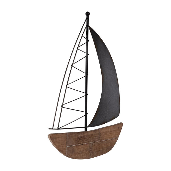 Metal 19\" Boat Wall Decoration - Brown