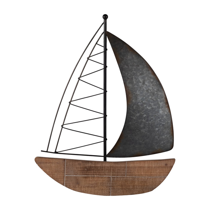 Metal 19\" Boat Wall Decoration - Brown