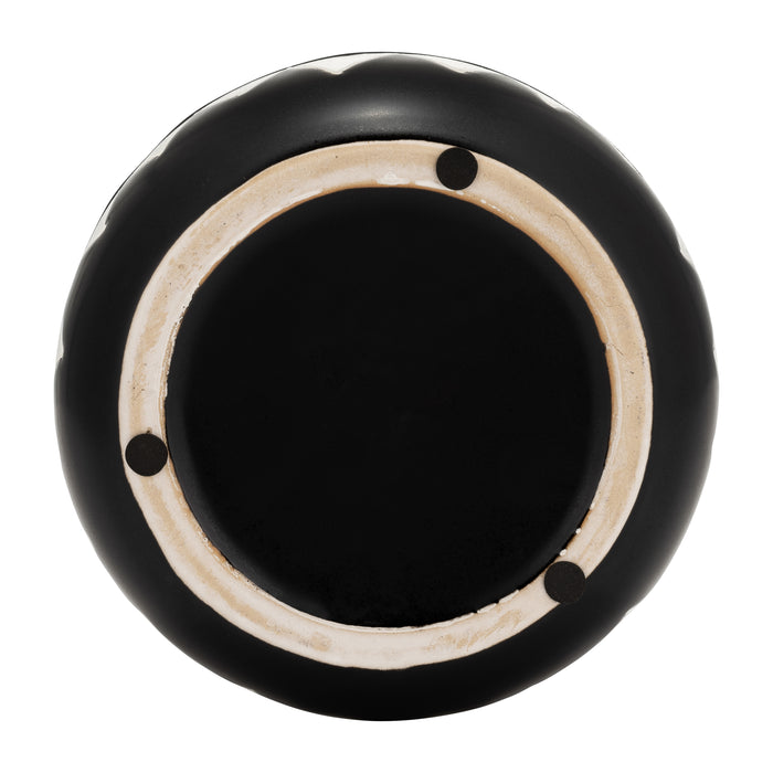 Ceramic 9\" Tribal Flower Vase - Black and White