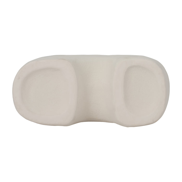 Ceramic 8\" Rough Triple Handle Vase - White